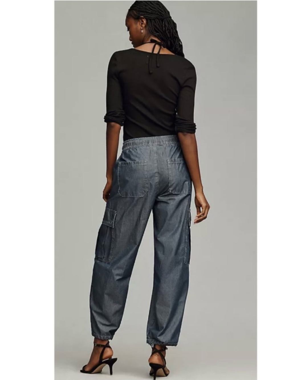 Anthropologie Pilcro Denim Bungee 90s Parachute High Rise Pants Boho Chambray XS - Picture 2 of 10